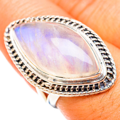 Rainbow Moonstone Rings handcrafted by Ana Silver Co - RING119460