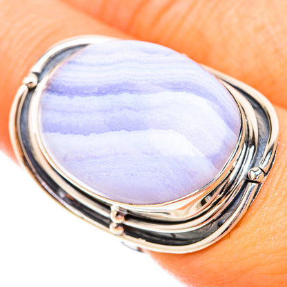 Blue Lace Agate Rings handcrafted by Ana Silver Co - RING119461