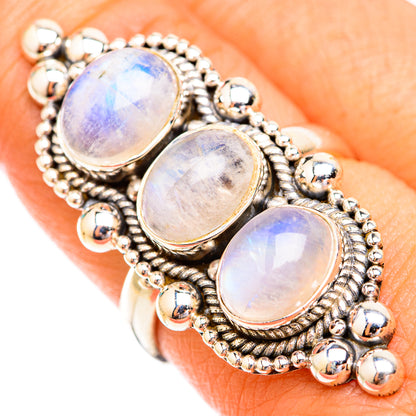 Rainbow Moonstone Rings handcrafted by Ana Silver Co - RING119463