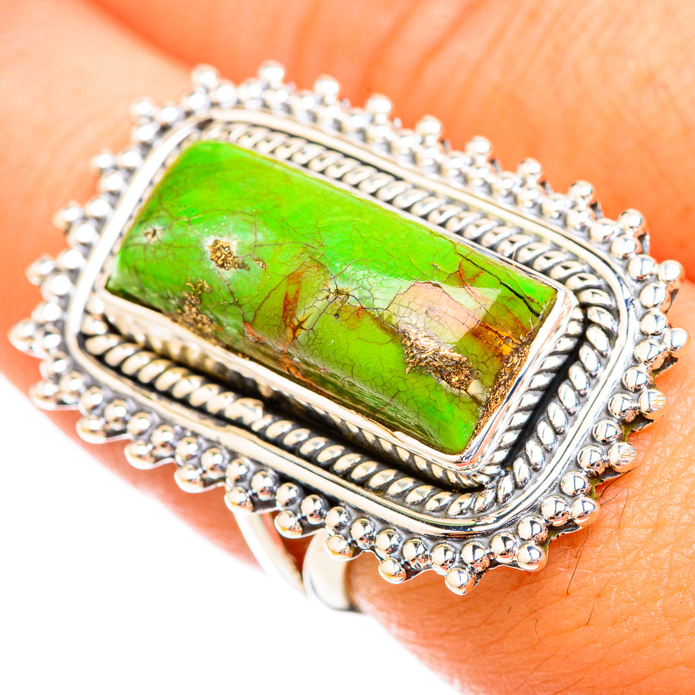 Green Copper Composite Turquoise Rings handcrafted by Ana Silver Co - RING119476