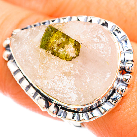 Green Tourmaline In Quartz Rings handcrafted by Ana Silver Co - RING119497
