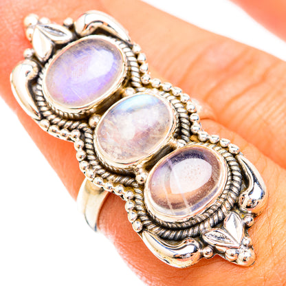 Rainbow Moonstone Rings handcrafted by Ana Silver Co - RING119499