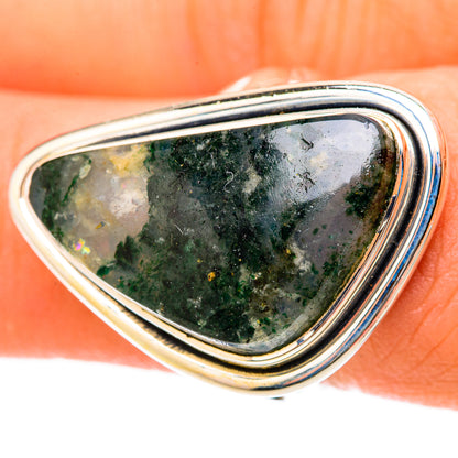 Green Moss Agate Rings handcrafted by Ana Silver Co - RING119516