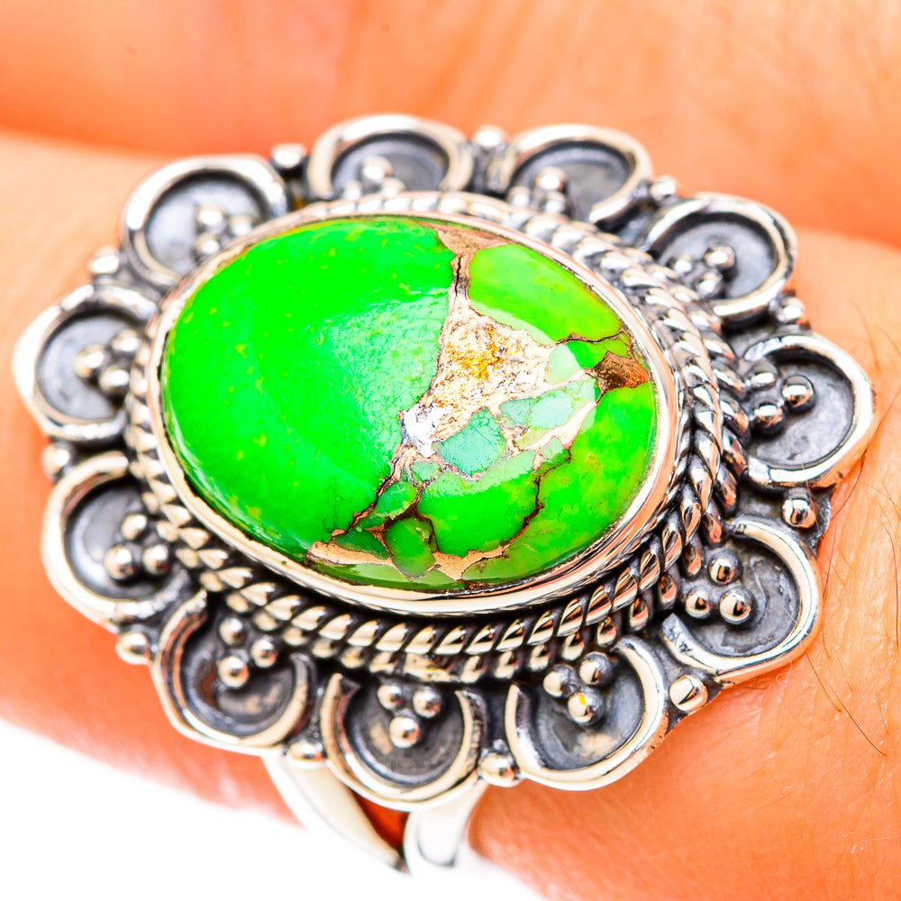 Green Copper Composite Turquoise Rings handcrafted by Ana Silver Co - RING119520