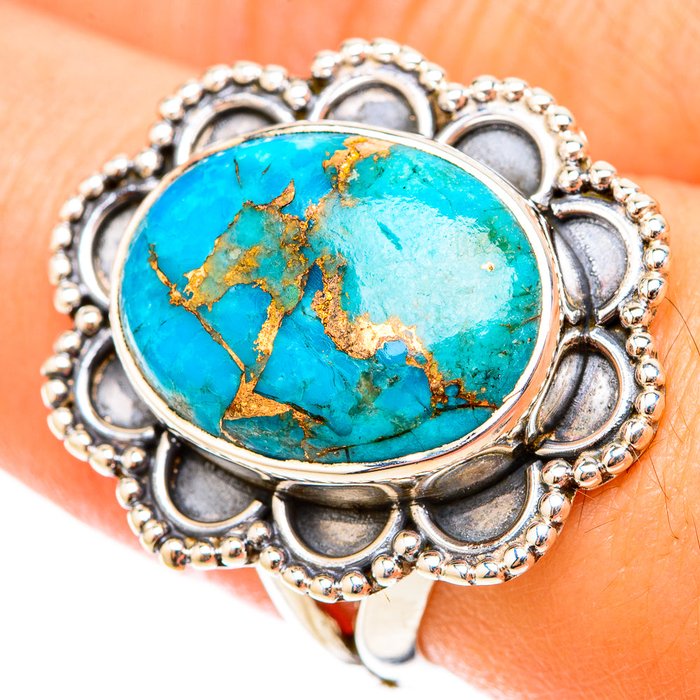 Blue Copper Composite Turquoise Rings handcrafted by Ana Silver Co - RING119542
