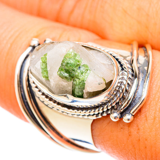 Green Tourmaline In Quartz Rings handcrafted by Ana Silver Co - RING119547