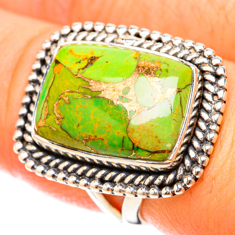 Green Copper Composite Turquoise Rings handcrafted by Ana Silver Co - RING119549