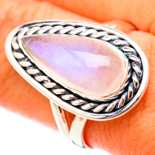 Rainbow Moonstone Rings handcrafted by Ana Silver Co - RING119561