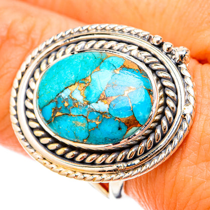 Blue Copper Composite Turquoise Rings handcrafted by Ana Silver Co - RING119565