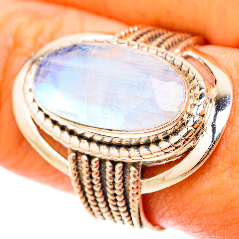 Rainbow Moonstone Rings handcrafted by Ana Silver Co - RING119586