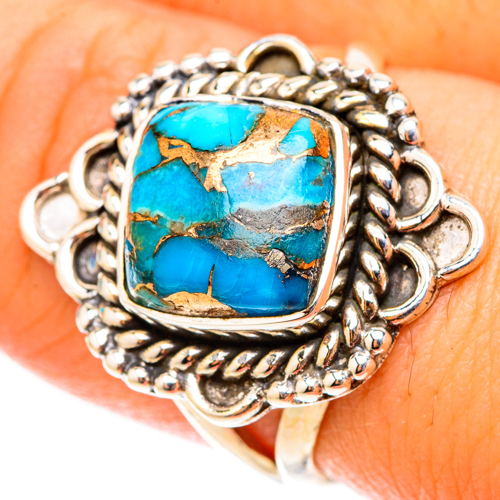 Blue Copper Composite Turquoise Rings handcrafted by Ana Silver Co - RING119590
