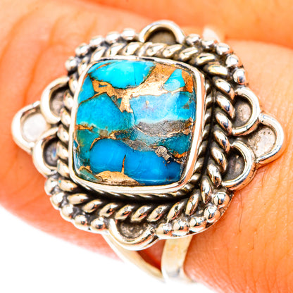 Blue Copper Composite Turquoise Rings handcrafted by Ana Silver Co - RING119590