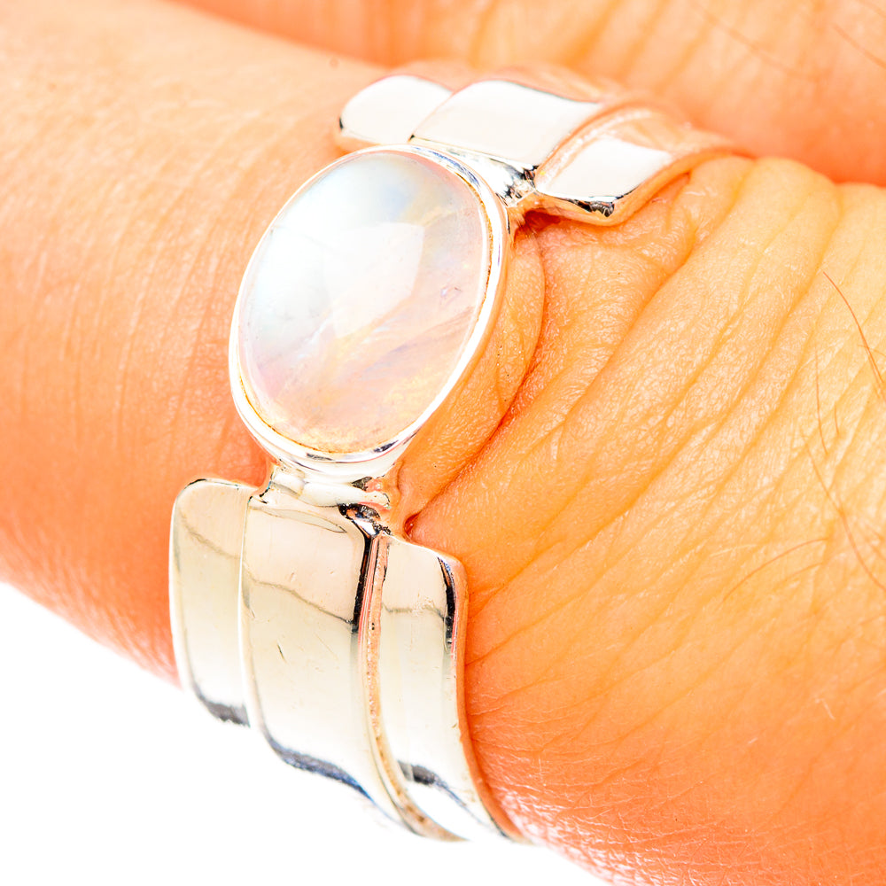 Rainbow Moonstone Rings handcrafted by Ana Silver Co - RING119612