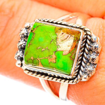 Green Copper Composite Turquoise Rings handcrafted by Ana Silver Co - RING119620