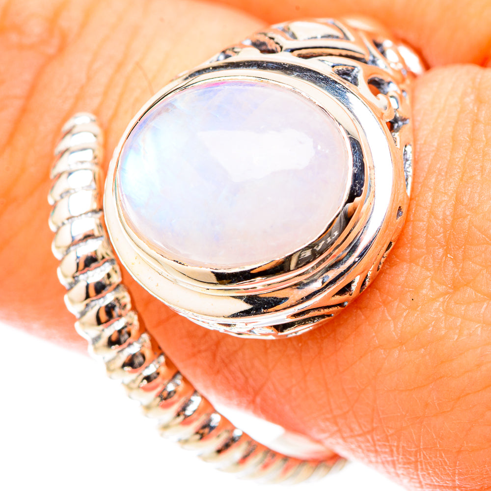 Rainbow Moonstone Rings handcrafted by Ana Silver Co - RING119635