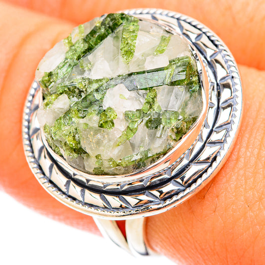 Green Tourmaline In Quartz Rings handcrafted by Ana Silver Co - RING119644