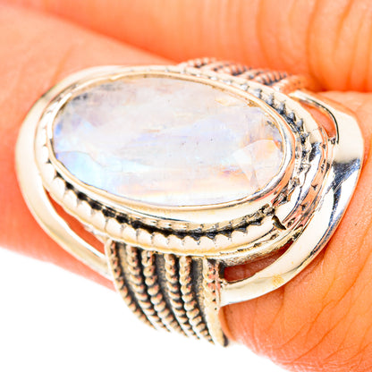 Rainbow Moonstone Rings handcrafted by Ana Silver Co - RING119659