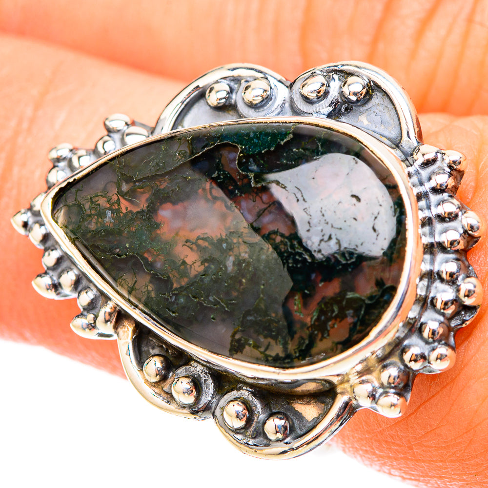 Green Moss Agate Rings handcrafted by Ana Silver Co - RING119671