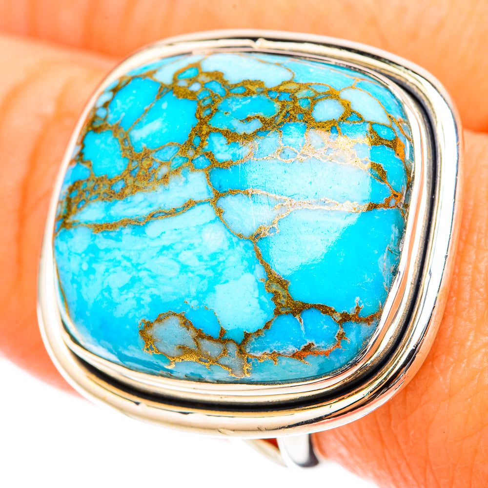 Blue Copper Composite Turquoise Rings handcrafted by Ana Silver Co - RING119689