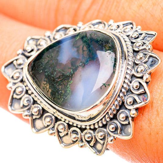 Green Moss Agate Rings handcrafted by Ana Silver Co - RING119695