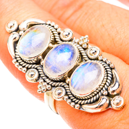 Rainbow Moonstone Rings handcrafted by Ana Silver Co - RING119722
