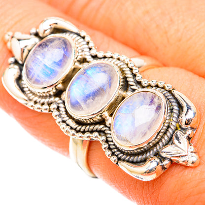 Rainbow Moonstone Rings handcrafted by Ana Silver Co - RING119723
