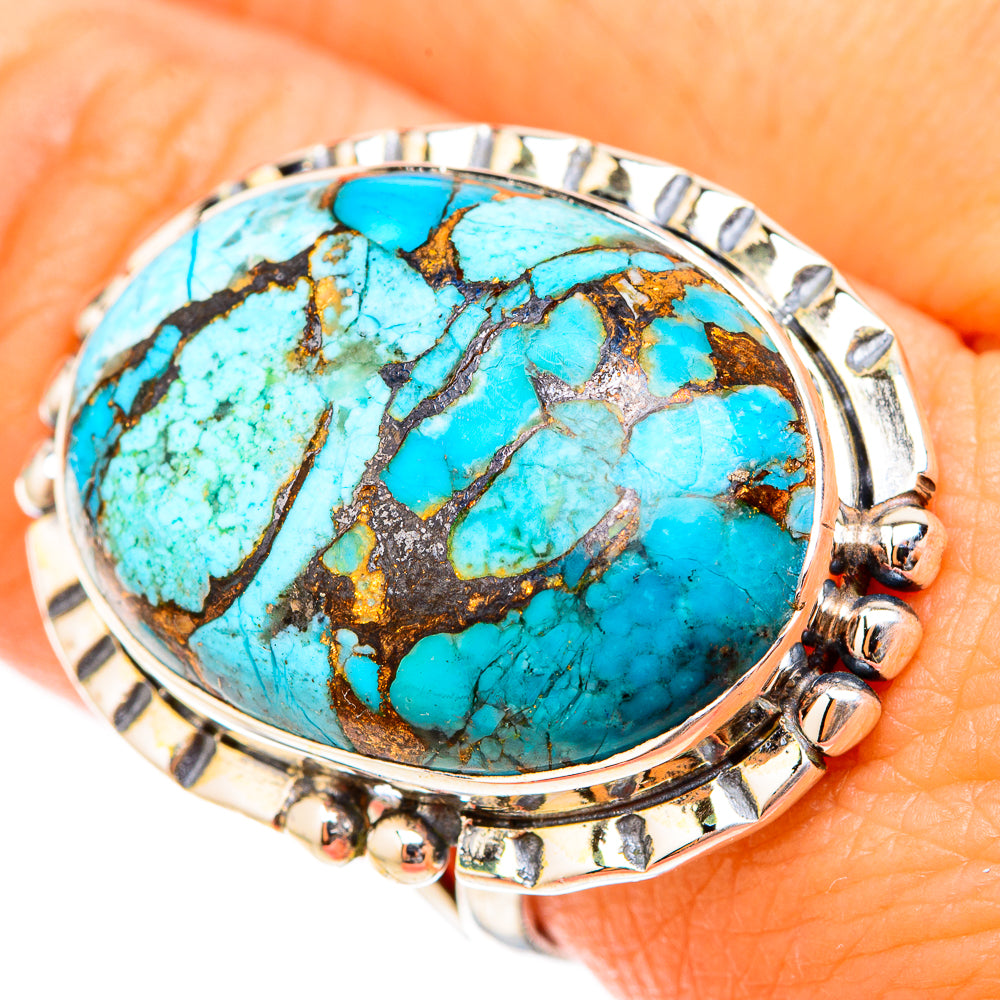 Blue Copper Composite Turquoise Rings handcrafted by Ana Silver Co - RING119734