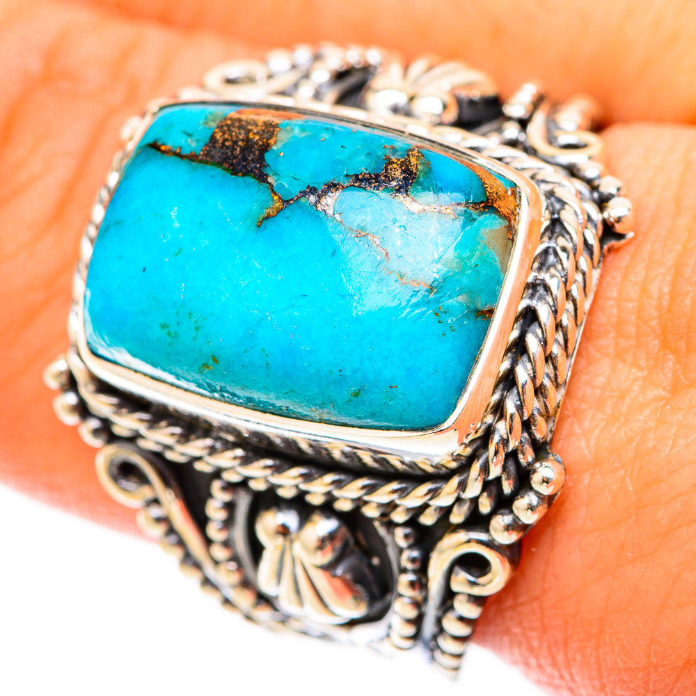 Blue Copper Composite Turquoise Rings handcrafted by Ana Silver Co - RING119737