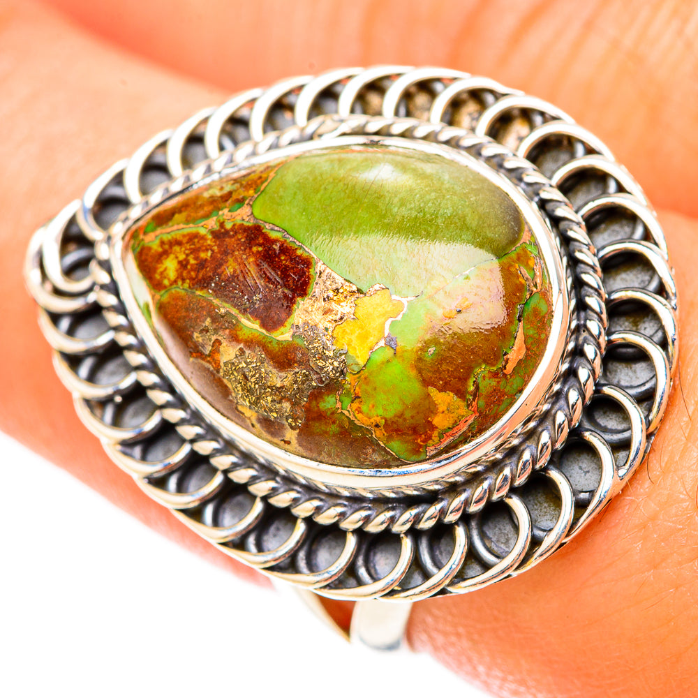 Green Copper Composite Turquoise Rings handcrafted by Ana Silver Co - RING119748