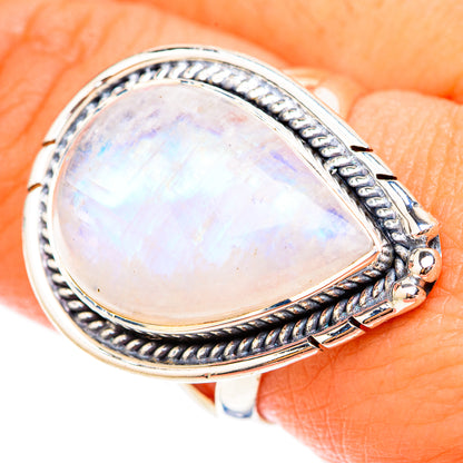 Rainbow Moonstone Rings handcrafted by Ana Silver Co - RING119766
