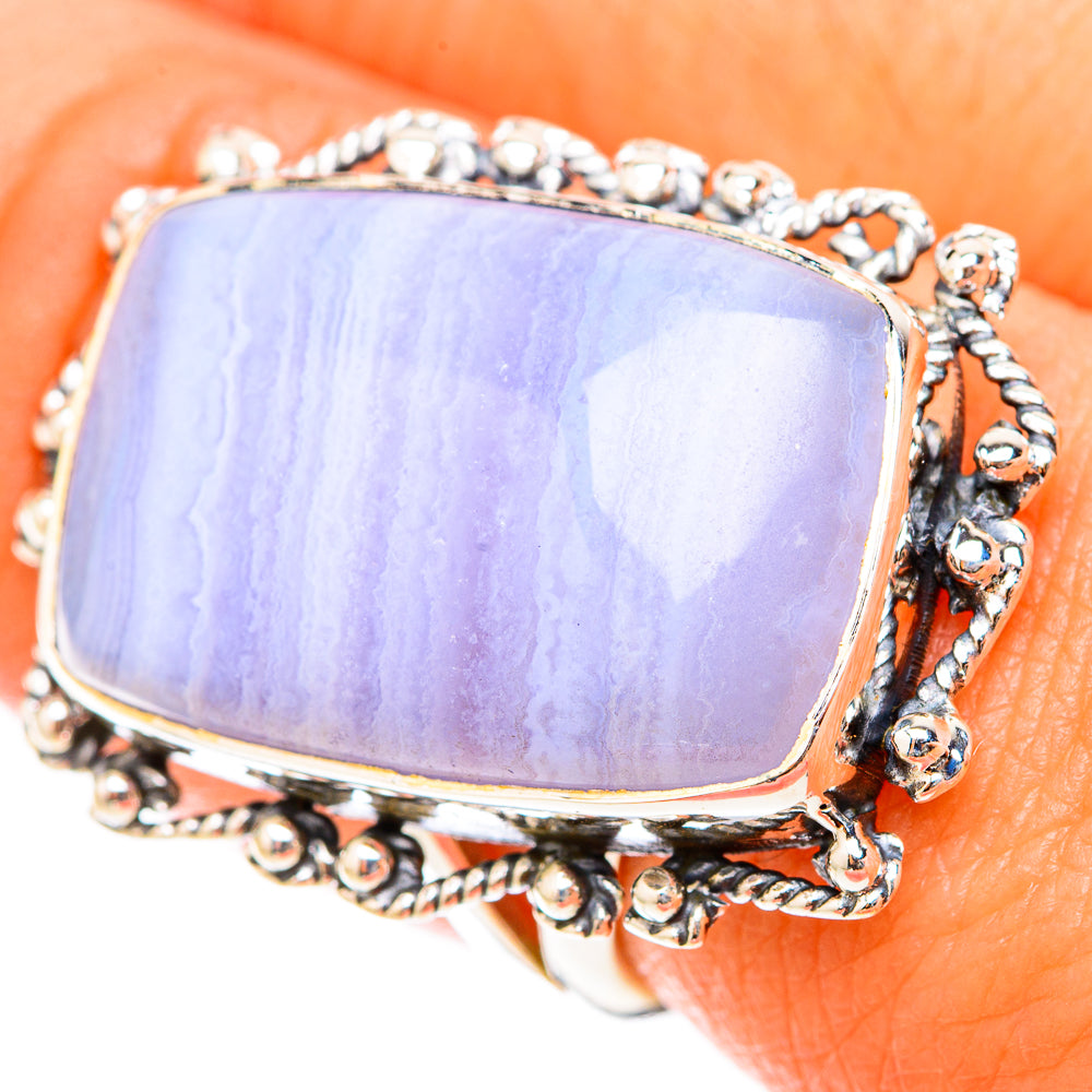 Blue Lace Agate Rings handcrafted by Ana Silver Co - RING119767
