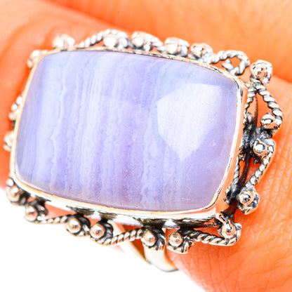 Blue Lace Agate Rings handcrafted by Ana Silver Co - RING119767