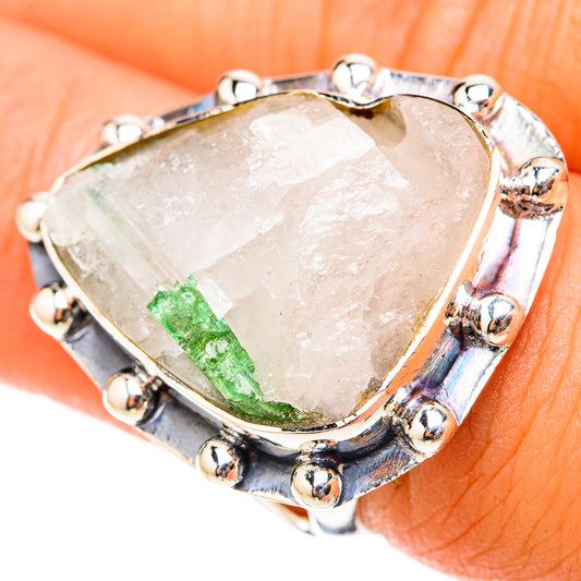 Green Tourmaline In Quartz Rings handcrafted by Ana Silver Co - RING119770