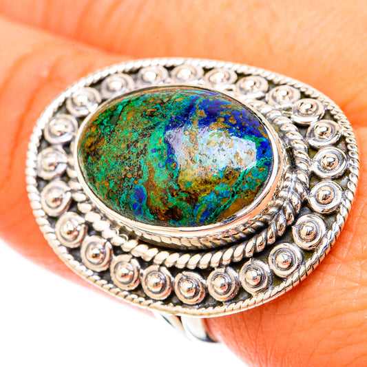 Azurite In Malachite Rings handcrafted by Ana Silver Co - RING119771