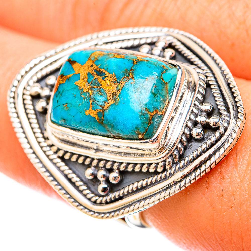 Blue Copper Composite Turquoise Rings handcrafted by Ana Silver Co - RING119778