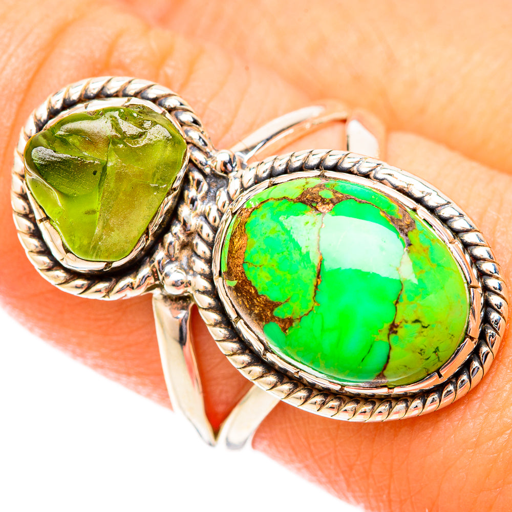 Green Copper Composite Turquoise Rings handcrafted by Ana Silver Co - RING119821
