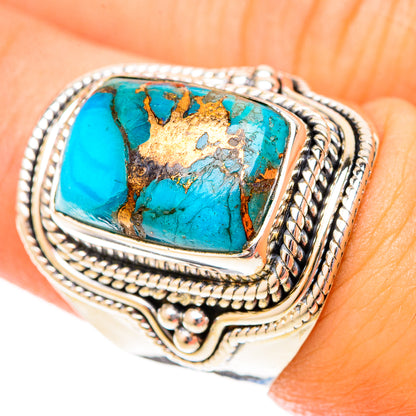 Blue Copper Composite Turquoise Rings handcrafted by Ana Silver Co - RING119843