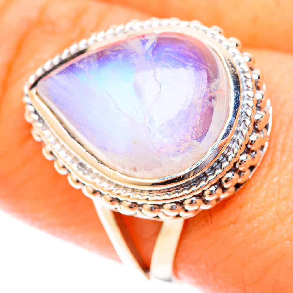 Rainbow Moonstone Rings handcrafted by Ana Silver Co - RING119867