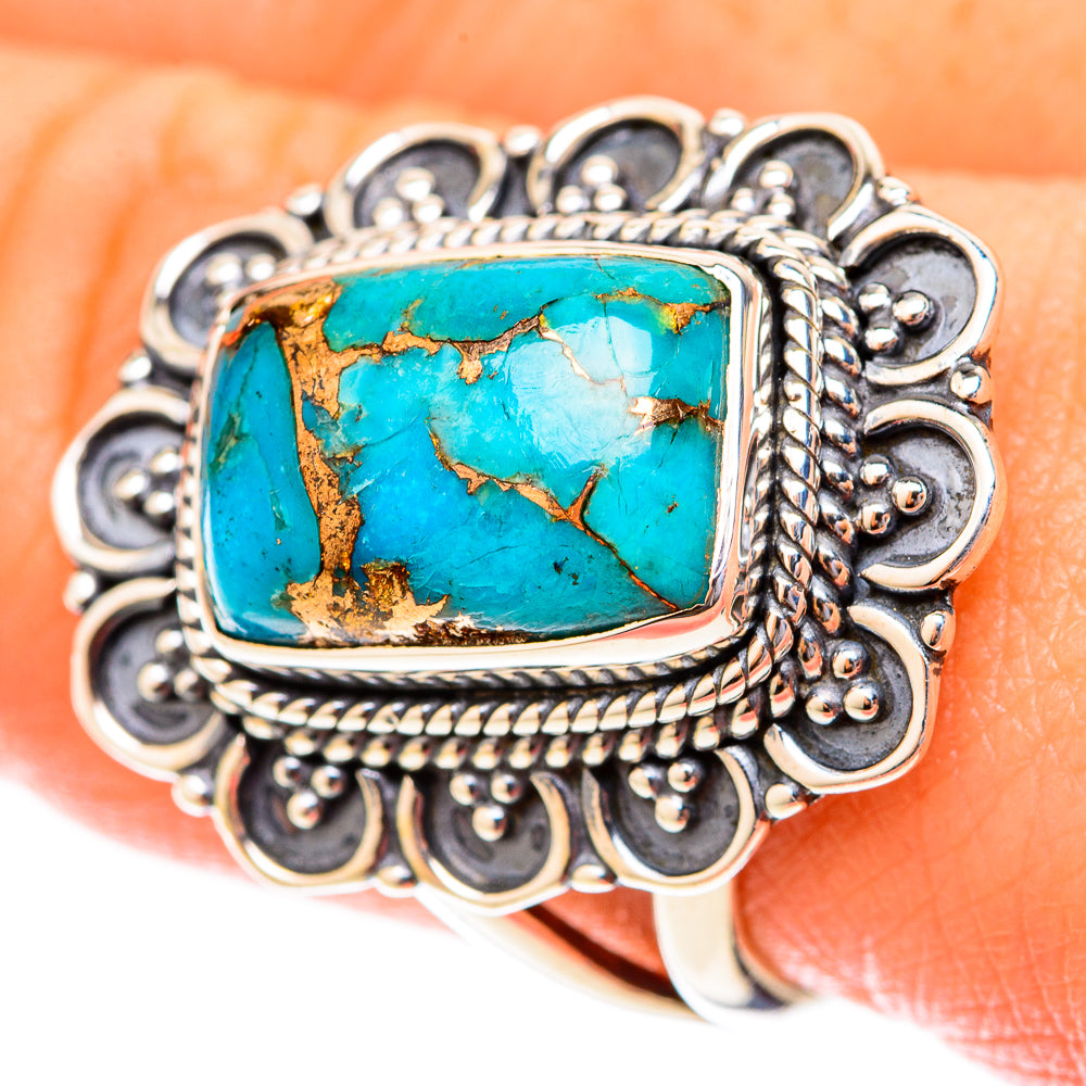 Blue Copper Composite Turquoise Rings handcrafted by Ana Silver Co - RING119877