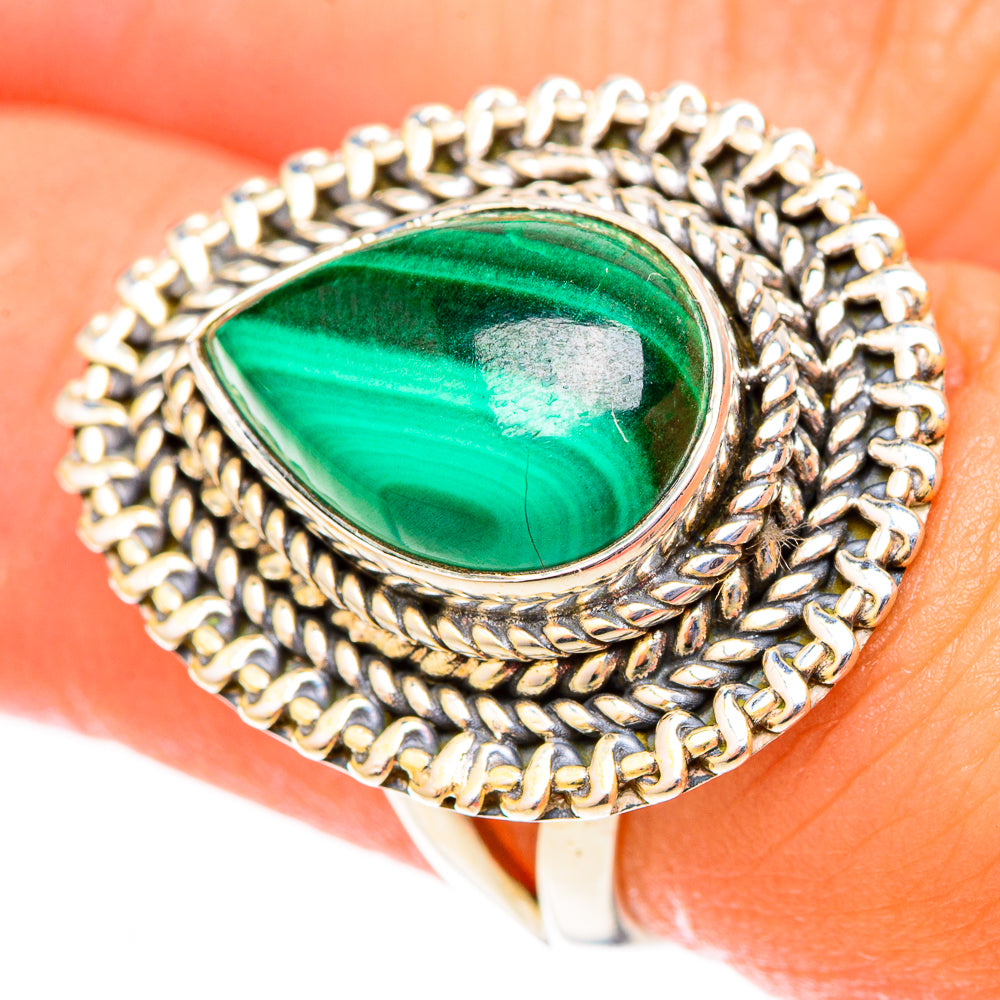 Malachite Rings handcrafted by Ana Silver Co - RING119880