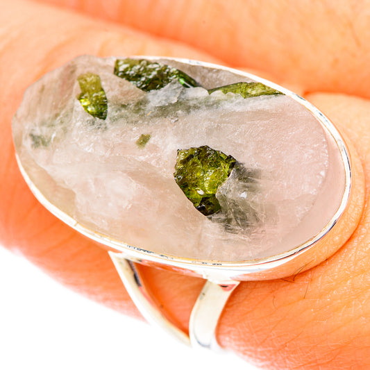 Green Tourmaline In Quartz Rings handcrafted by Ana Silver Co - RING119882