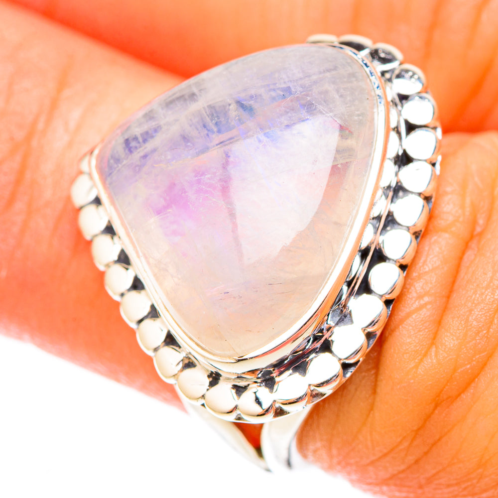 Rainbow Moonstone Rings handcrafted by Ana Silver Co - RING119897