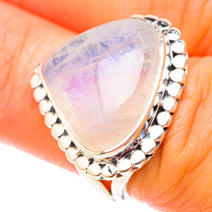 Rainbow Moonstone Rings handcrafted by Ana Silver Co - RING119897