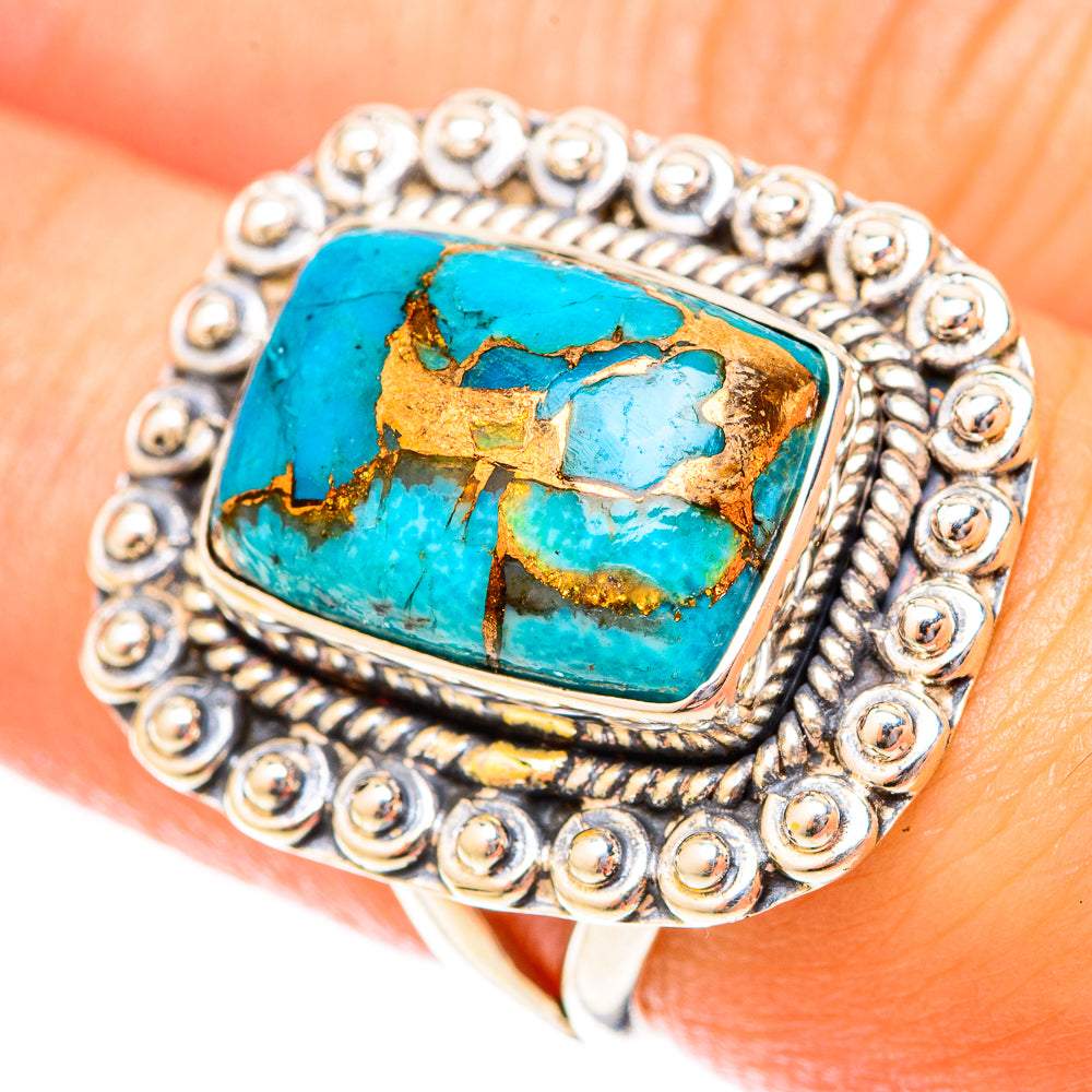 Blue Copper Composite Turquoise Rings handcrafted by Ana Silver Co - RING119902