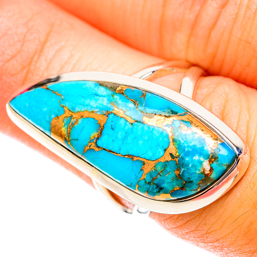 Blue Copper Composite Turquoise Rings handcrafted by Ana Silver Co - RING119904