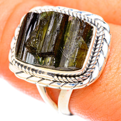Green Tourmaline Rings handcrafted by Ana Silver Co - RING119911