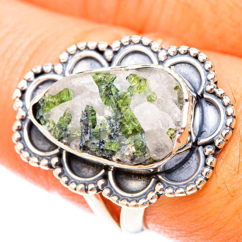 Green Tourmaline In Quartz Rings handcrafted by Ana Silver Co - RING119912