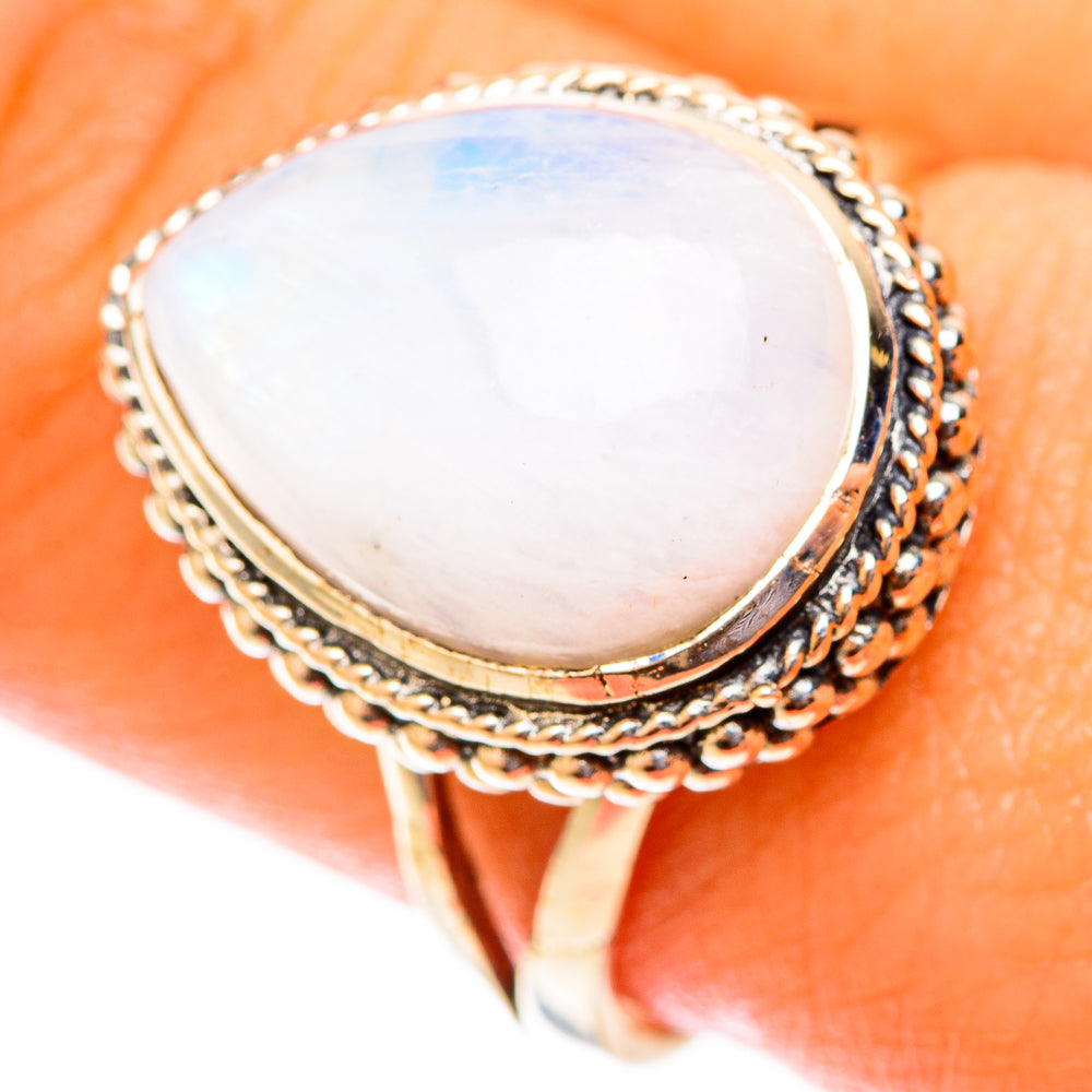 Rainbow Moonstone Rings handcrafted by Ana Silver Co - RING119925