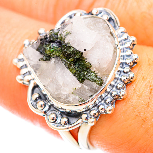 Green Tourmaline In Quartz Rings handcrafted by Ana Silver Co - RING119937