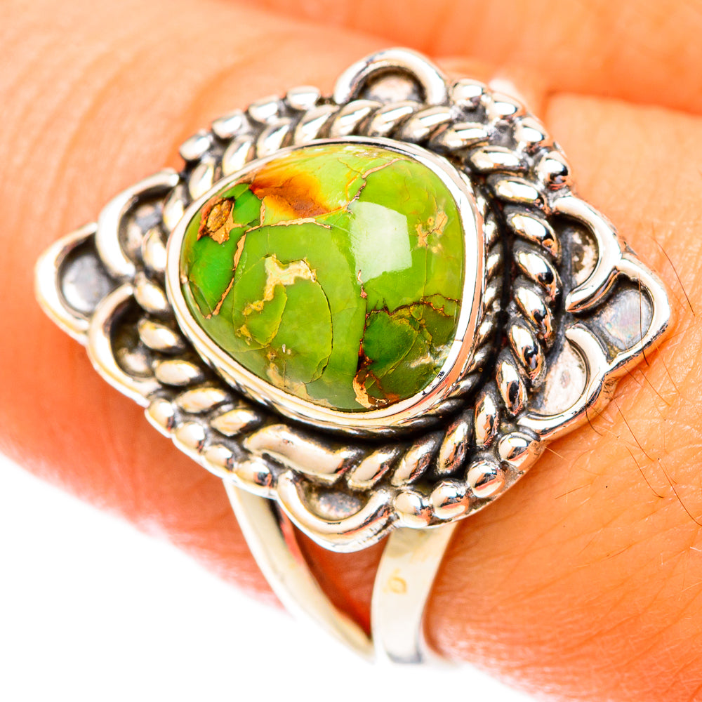 Green Copper Composite Turquoise Rings handcrafted by Ana Silver Co - RING119940